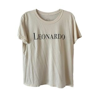 PacSun unisex short sleeve crewneck tee cream color LEONARDO print front
